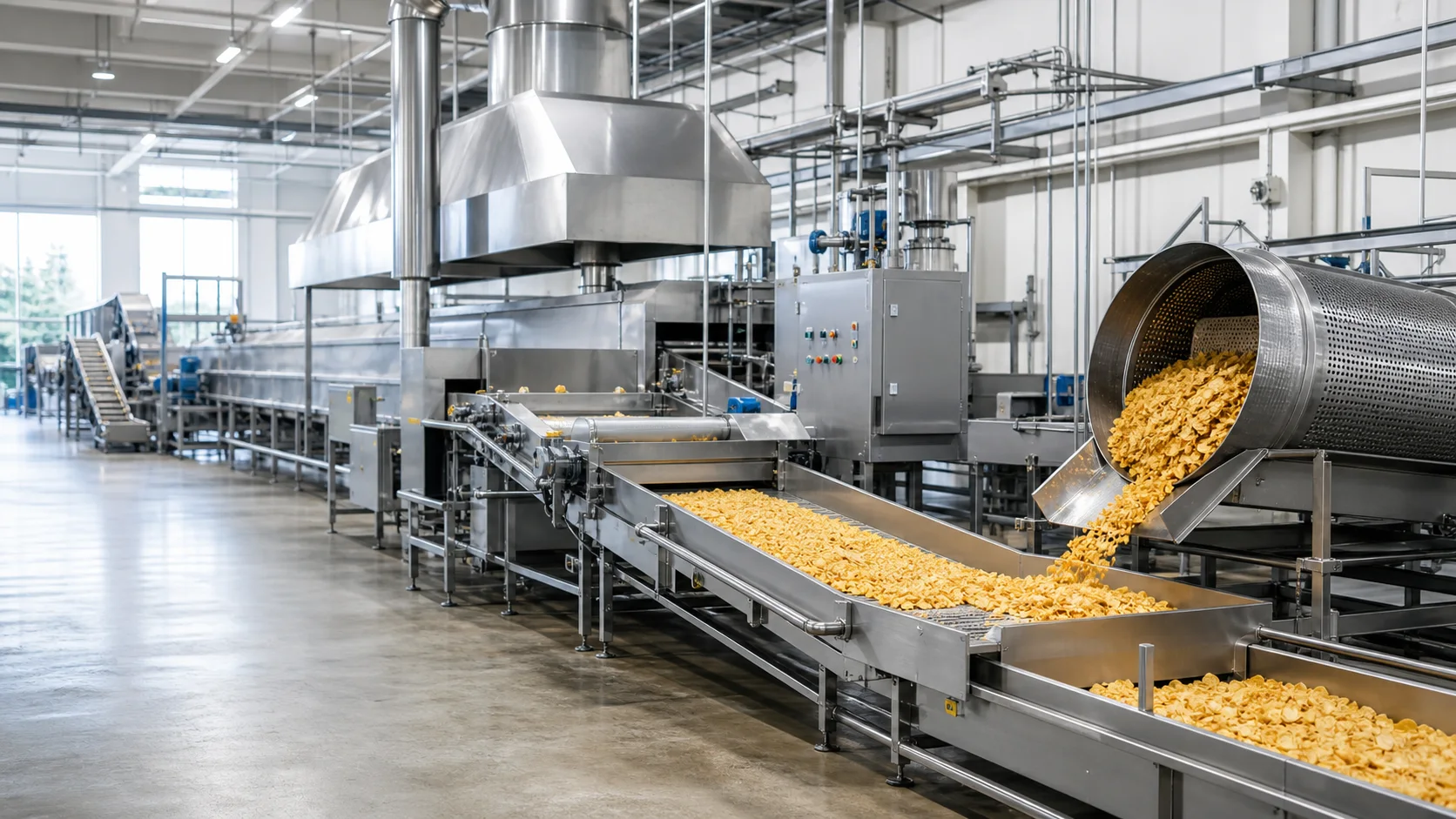 Snacks processing line and production equipment