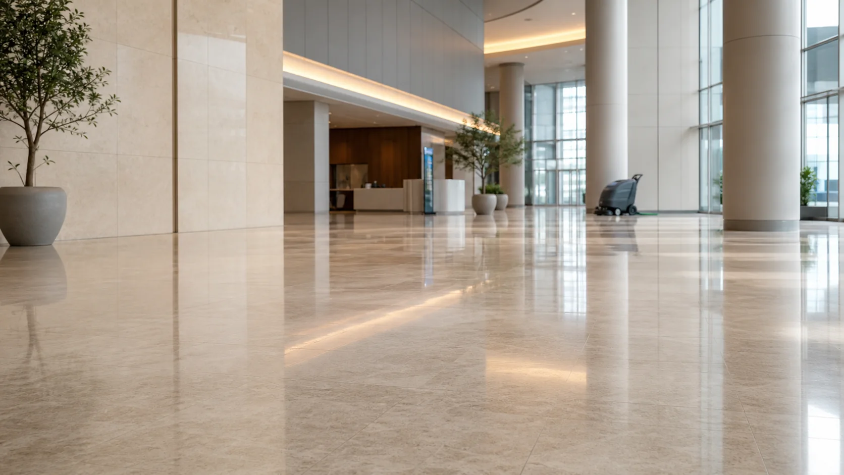 Professional floor-care equipment in an institutional setting