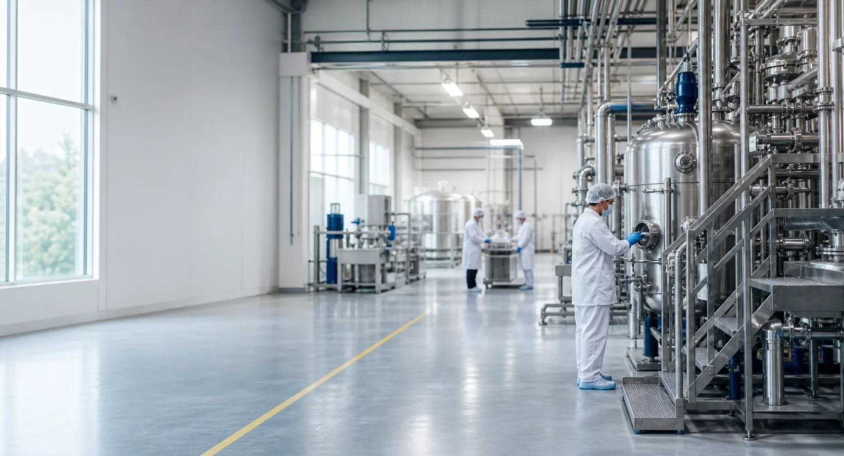 Modern solar manufacturing facility with precision process equipment