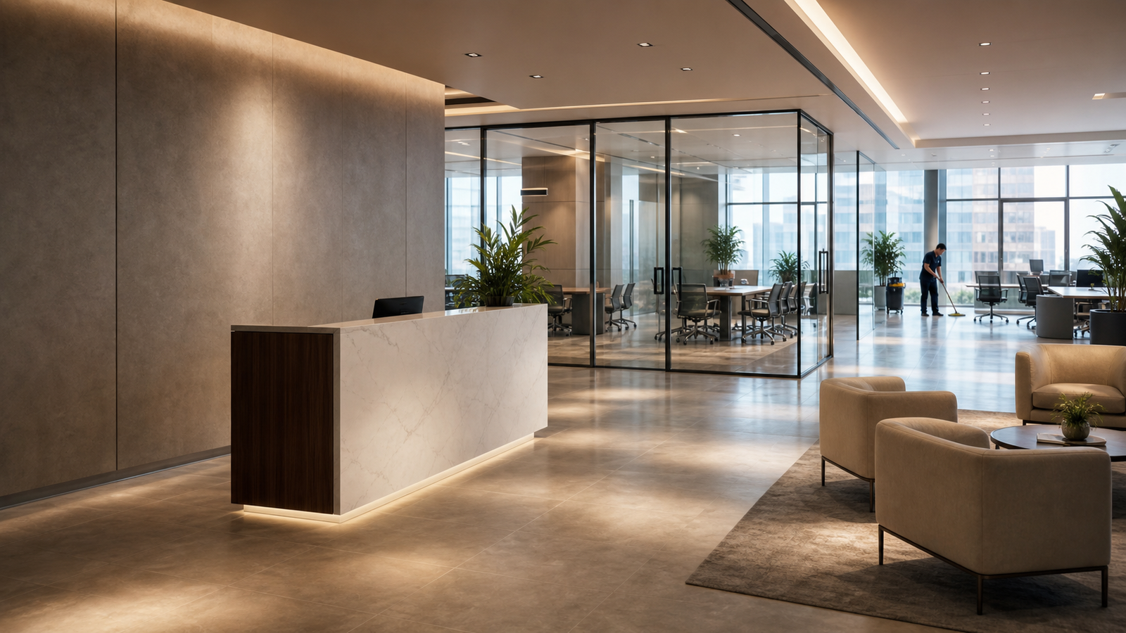 Modern corporate office and workplace environment