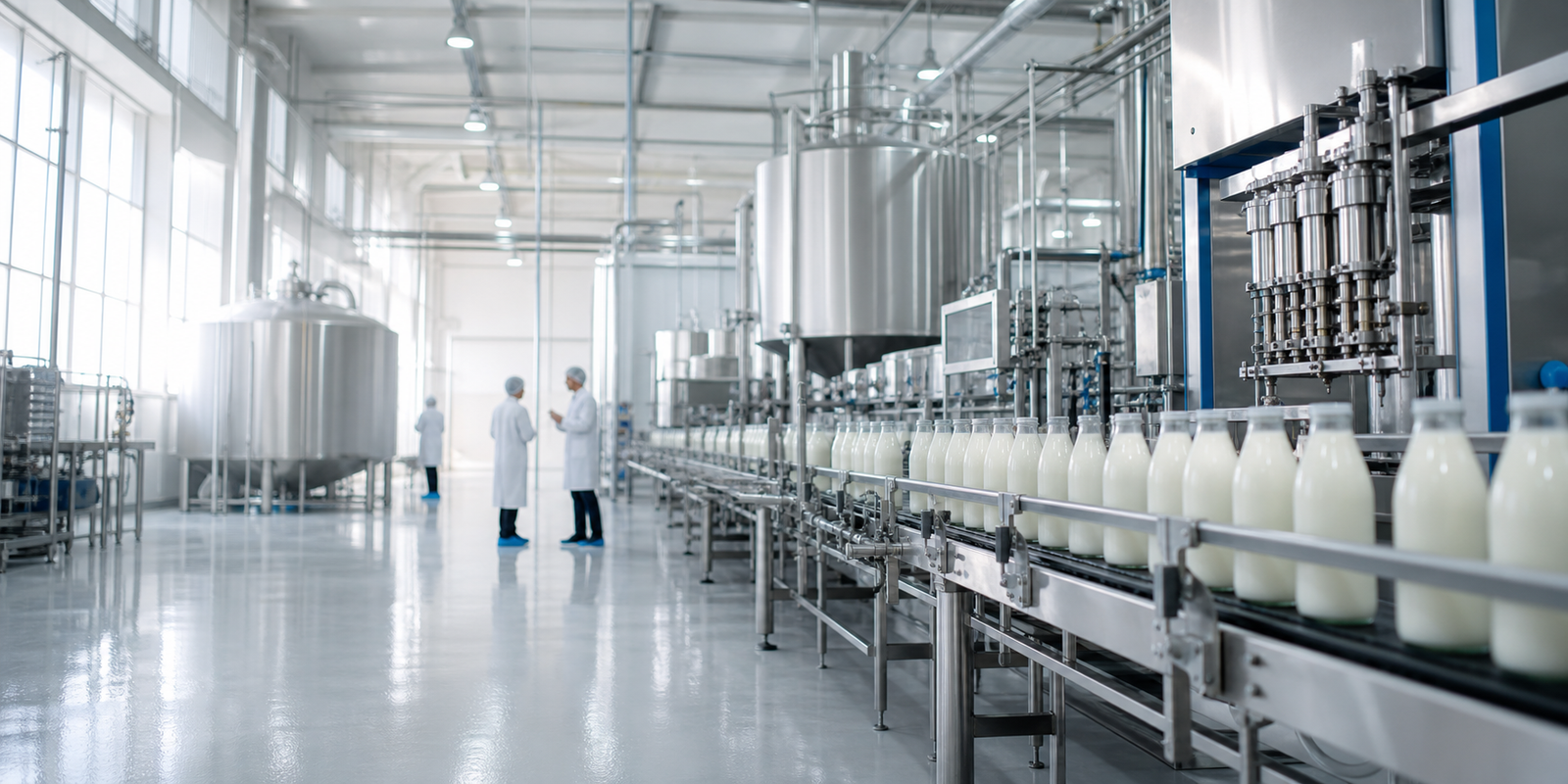 Modern dairy processing and filling operation