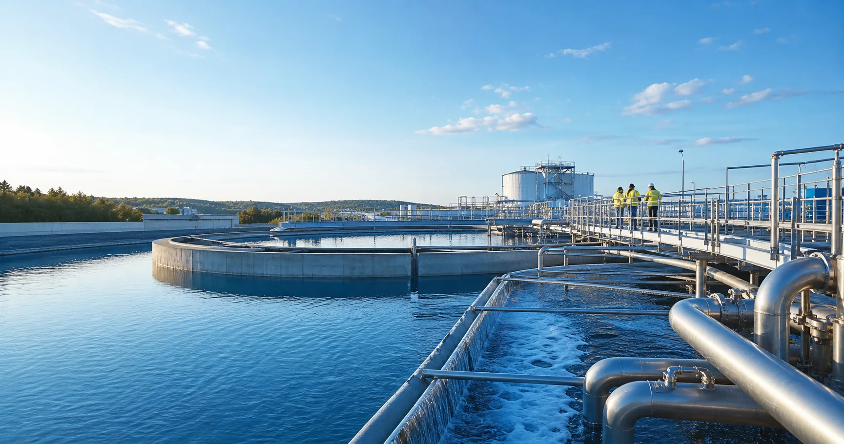 Industrial effluent treatment plant with process basins