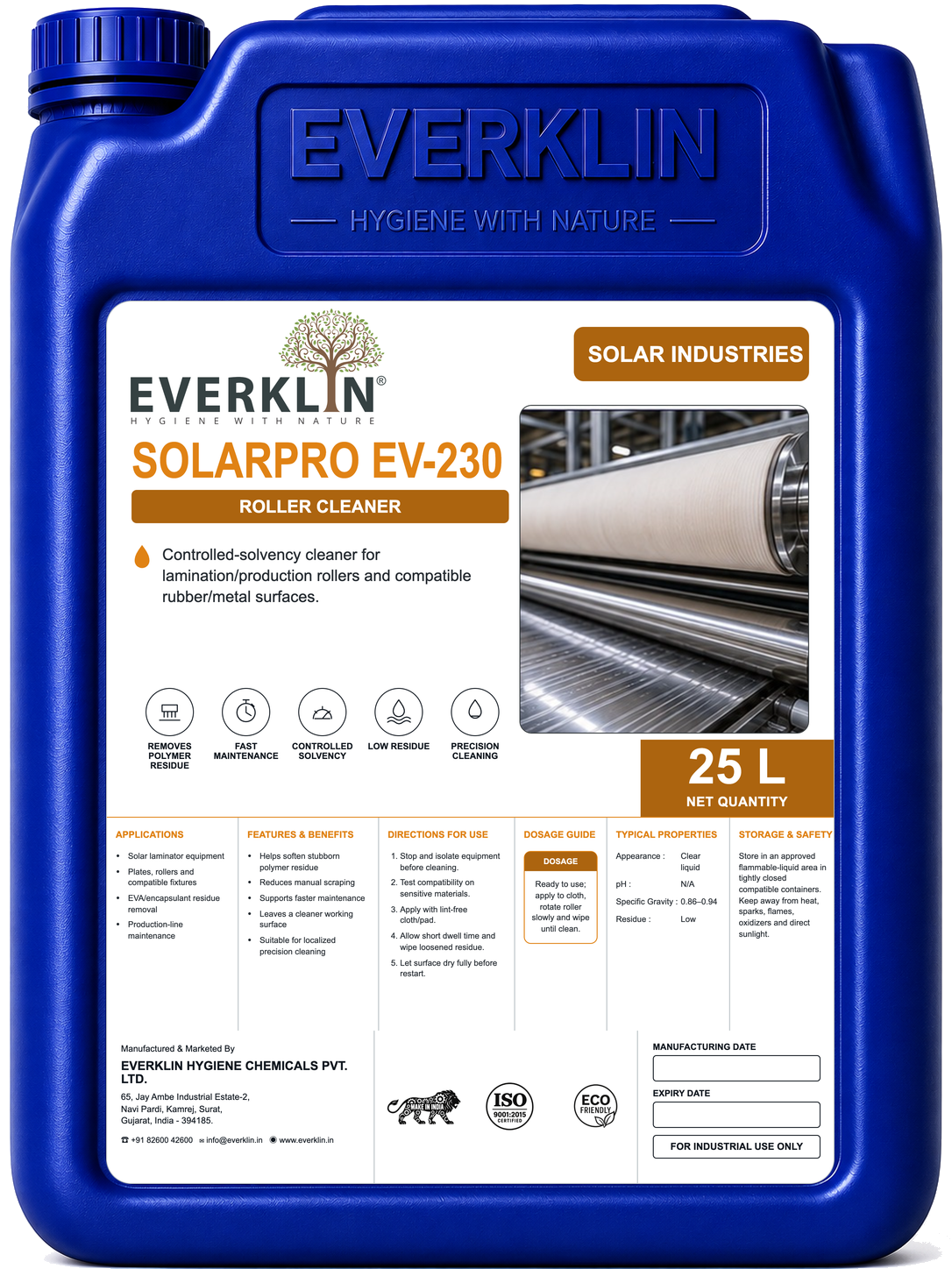SolarPro EV-230 Everklin product pack
