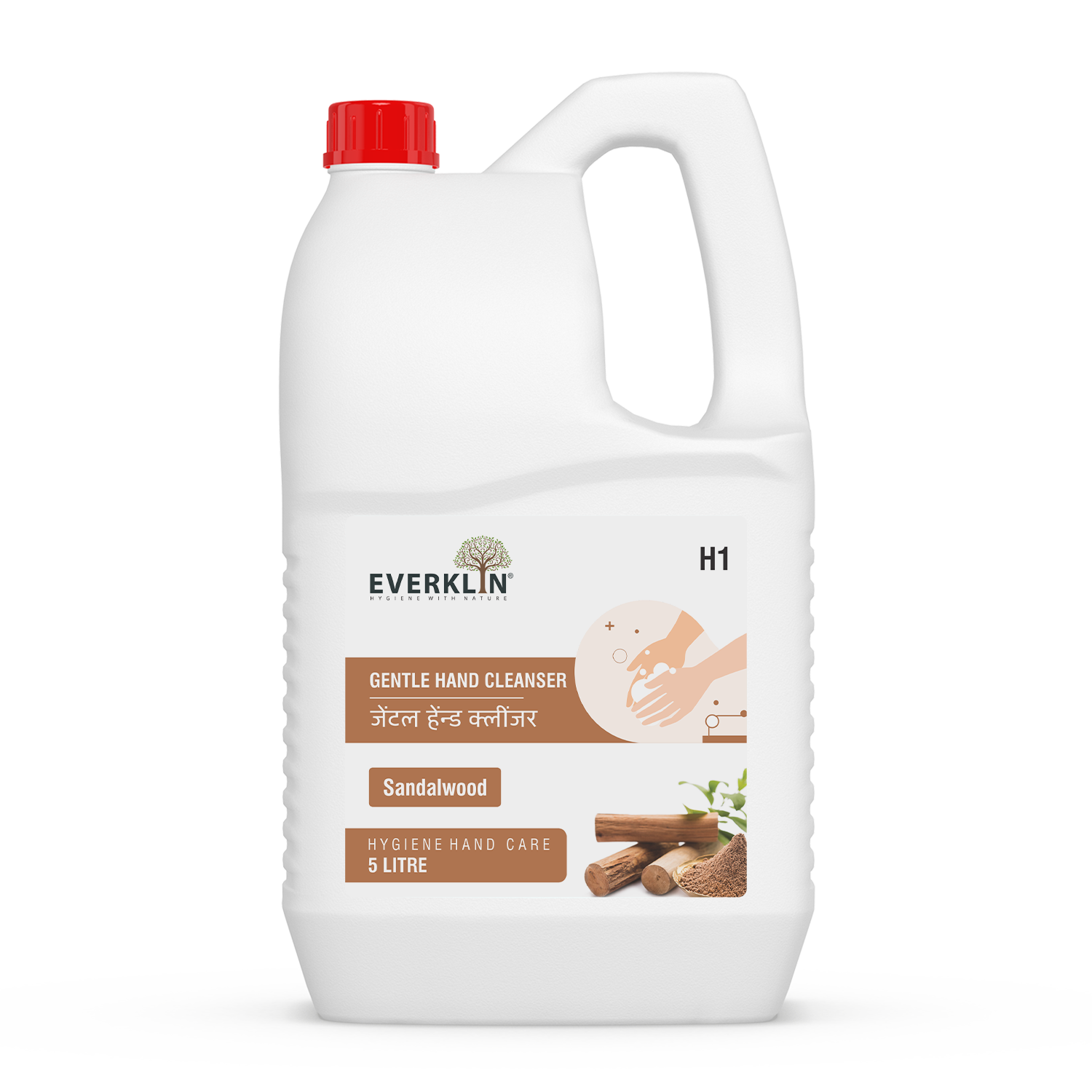 Everklin H1/H2 Gentle Hand Cleanser product photograph (Sandalwood variant shown; Rose variant also available)