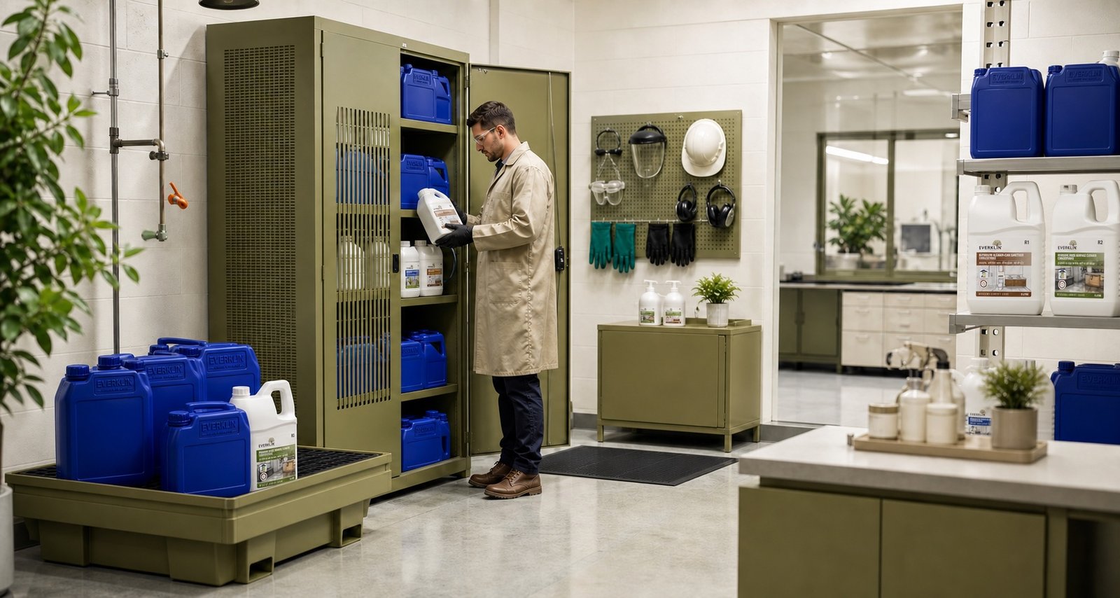 Chemical handling safety and PPE for industrial cleaning